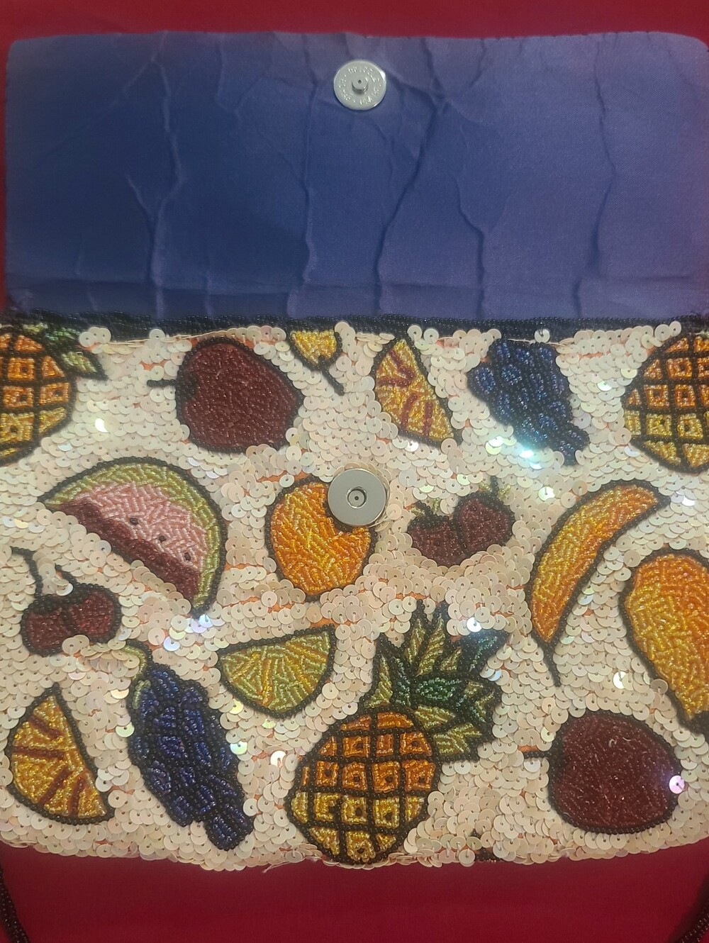 Vintage Inge Christopher Beaded Fruit Clutch/Shoulder Bag Sex and the City - Picture 5 of 11